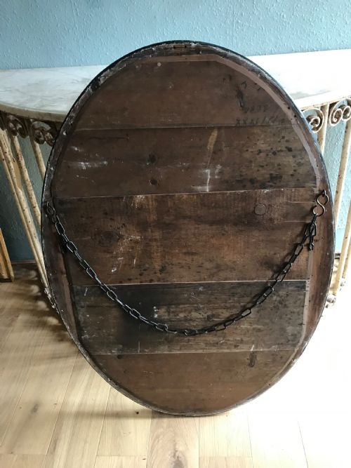 IRISH MIRROR VERY RARE LARGE OVAL EBONISED AND SILVER GILT 19TH CENTURY - ADDITIONAL PHOTO 12