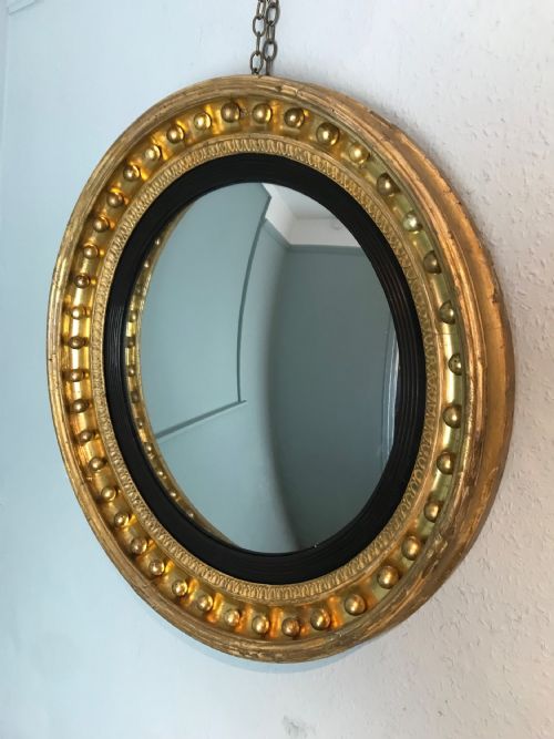 regency gilt convex mirror - CATEGORY: ANTIQUE MIRRORS - DATED REGENCY