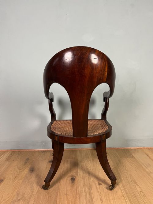REGENCY MAHOGANY SPOONBACK BERGERE ARMCHAIR CIRCA 1820 - ADDITIONAL PHOTO 7
