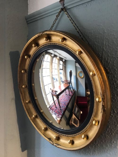 19th century gilt convex mirror - CATEGORY: ANTIQUE MIRRORS - DATED VICTORIAN
