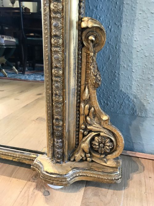IMPRESSIVE GILT 19TH ENGLISH VICTORIAN ARCHTOP OVERMANTLE MIRROR - ADDITIONAL PHOTO 1