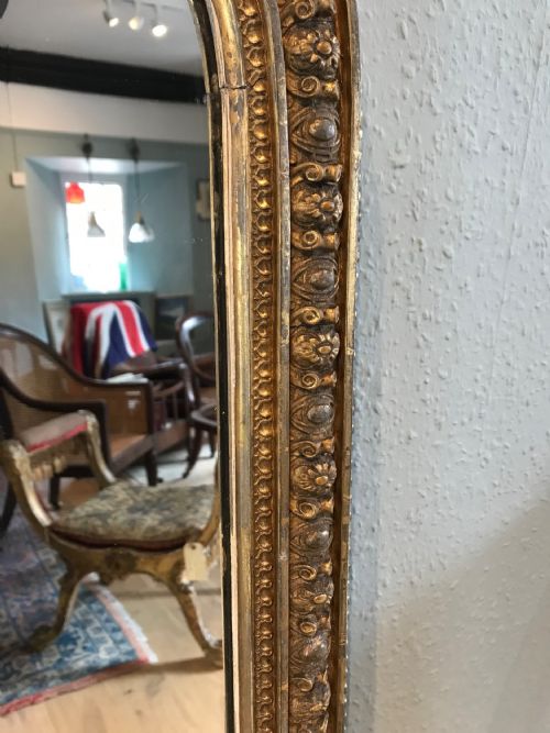 IMPRESSIVE GILT 19TH ENGLISH VICTORIAN ARCHTOP OVERMANTLE MIRROR - ADDITIONAL PHOTO 2