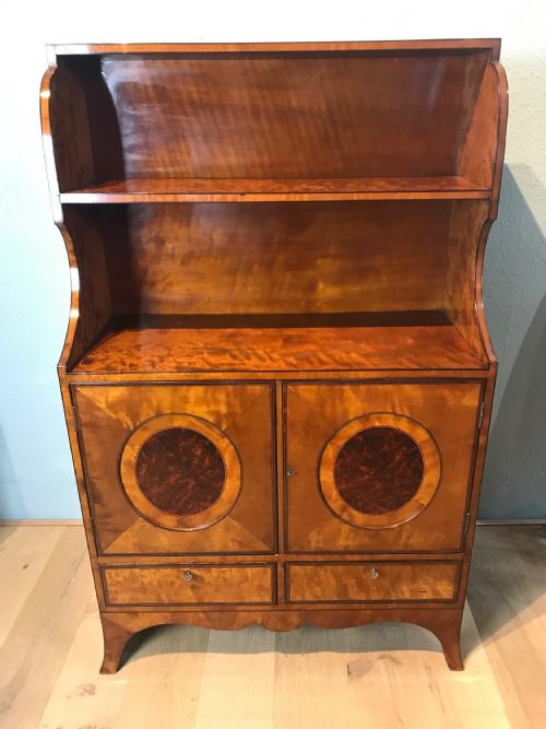edwardian satinwood waterfall bookcase - CATEGORY: ANTIQUE BOOKCASES - DATED EDWARDIAN