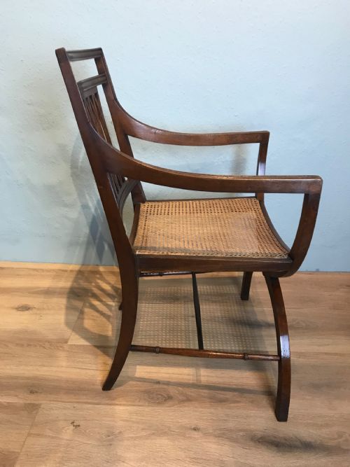 ANTIQUE CURULE STYLE OPEN ARMCHAIR - ADDITIONAL PHOTO 2