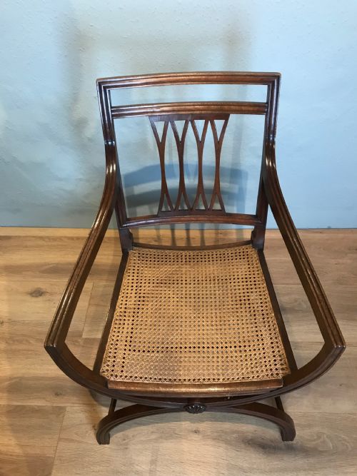 ANTIQUE CURULE STYLE OPEN ARMCHAIR - ADDITIONAL PHOTO 4