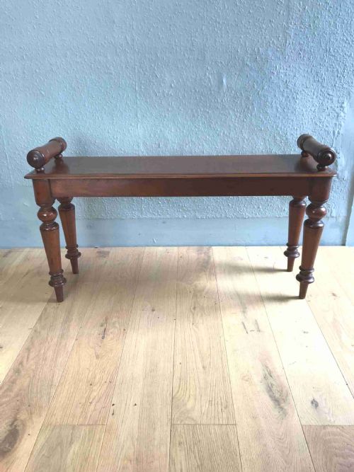 ANTIQUE MAHOGANY HALL BENCH - ADDITIONAL PHOTO 1