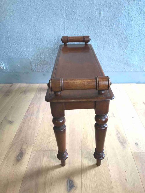 ANTIQUE MAHOGANY HALL BENCH - ADDITIONAL PHOTO 2