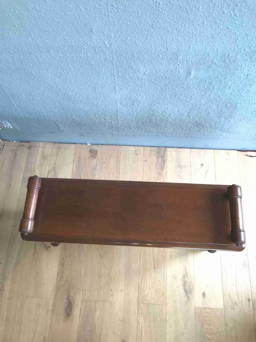 ANTIQUE MAHOGANY HALL BENCH - ADDITIONAL PHOTO 3