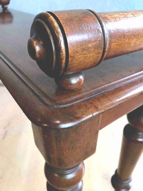 ANTIQUE MAHOGANY HALL BENCH - ADDITIONAL PHOTO 7