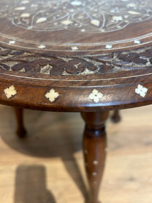 ANTIQUE HOSHIAPUR ANGLO INDIAN BONE INLAID SIDE TABLE - ADDITIONAL PHOTO 3