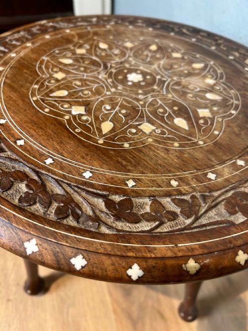 ANTIQUE HOSHIAPUR ANGLO INDIAN BONE INLAID SIDE TABLE - ADDITIONAL PHOTO 5