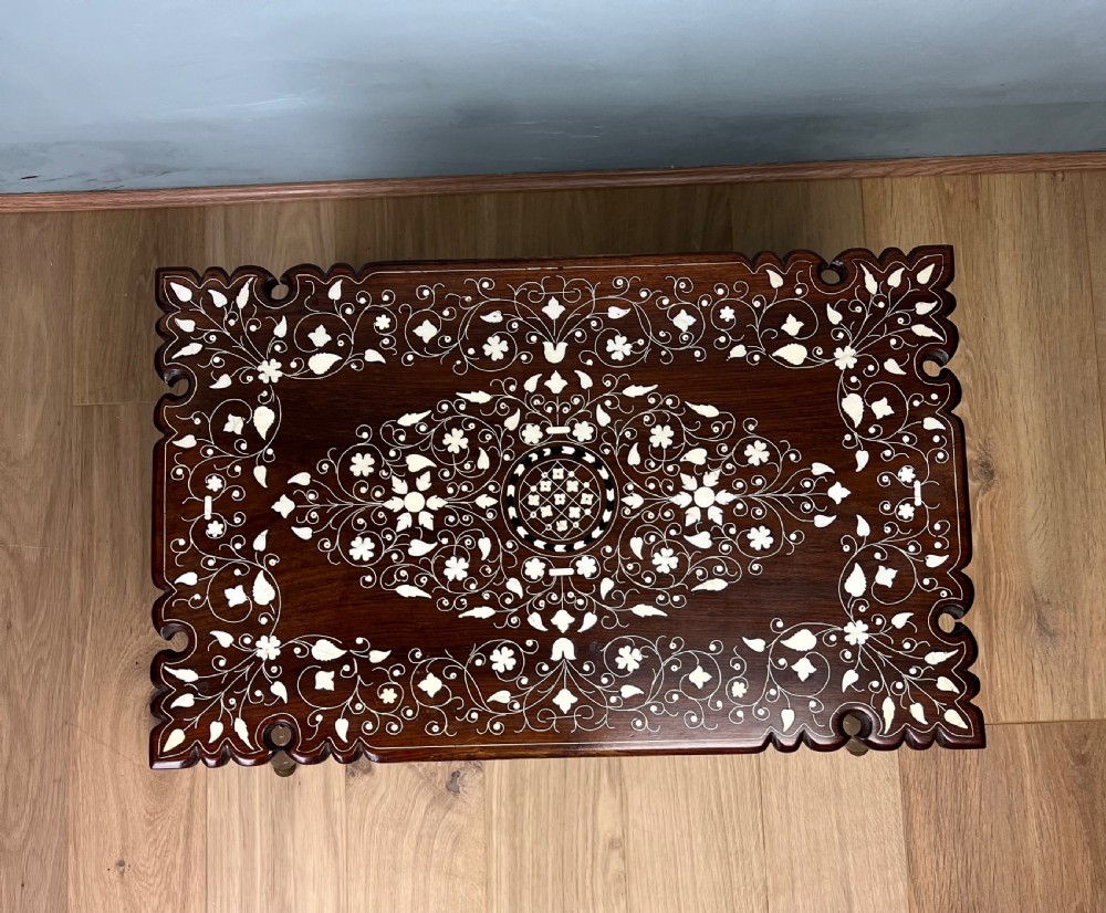 Indian bone inlaid table from Hoshiapur View V