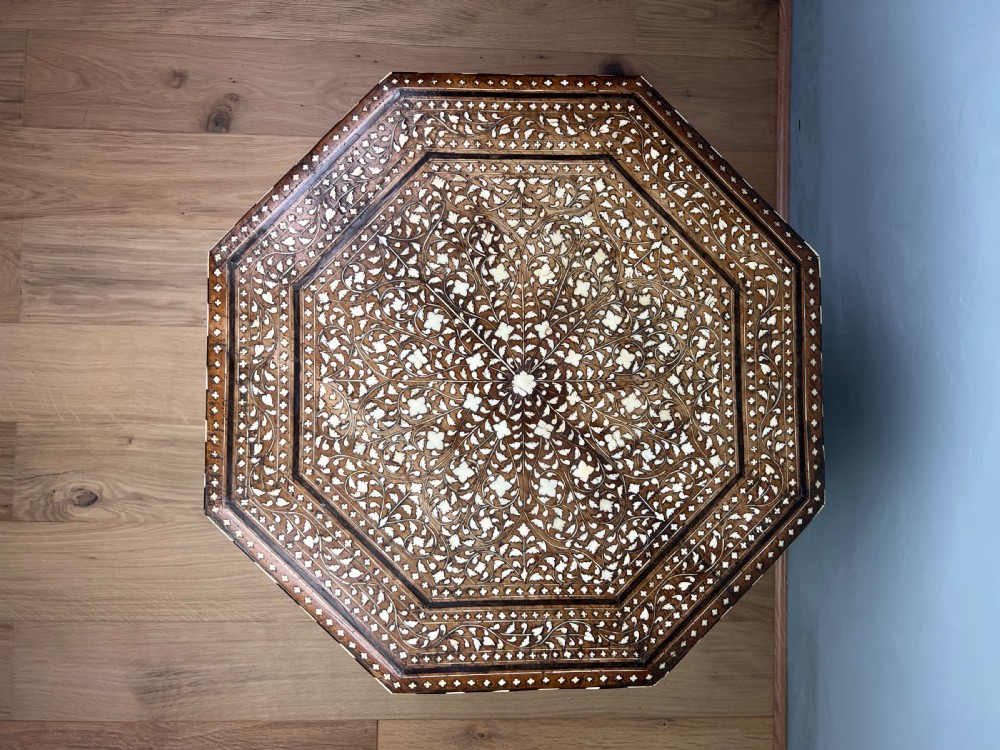 Hexagonal bone Inlayed table from Hoshiapur View IV