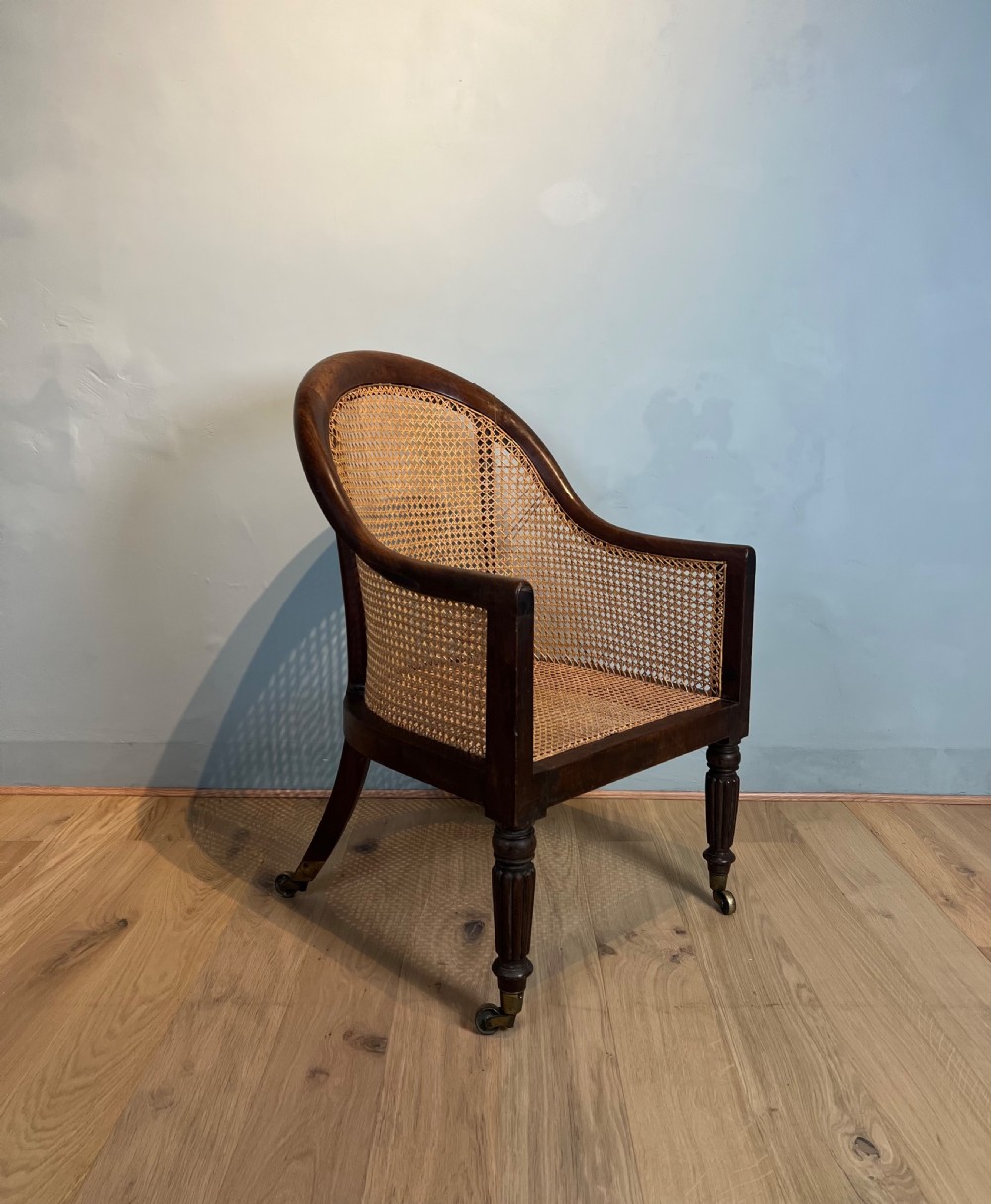 19th Century Regency Mahogany Bergere Armchair 