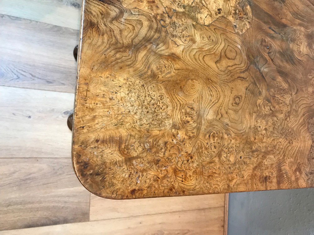 Antique Burr Elm Pedestal Table  View XIX