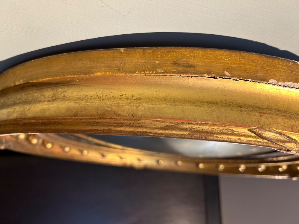 Antique Gilt Convex Mirror Circa 1850 With Original Mirror Glass View IV
