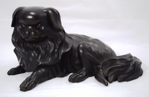 Charming Japanese Bronze Okimono Pekingese Dog Meiji Period