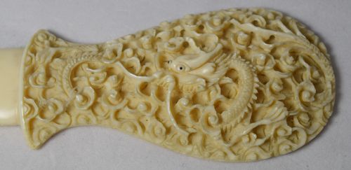 fig 1. CHINESE CANTONESE CARVED IVORY PAPER KNIFE