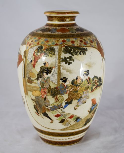 fig 1. GREAT QUALITY UNUSUAL KINKOZAN JAPANESE SATSUMA VASE