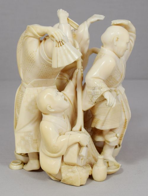 A WONDERFUL QUALITY JAPANESE IVORY OKIMONO MERRY DANCING GROUP - ADDITIONAL PHOTO 6