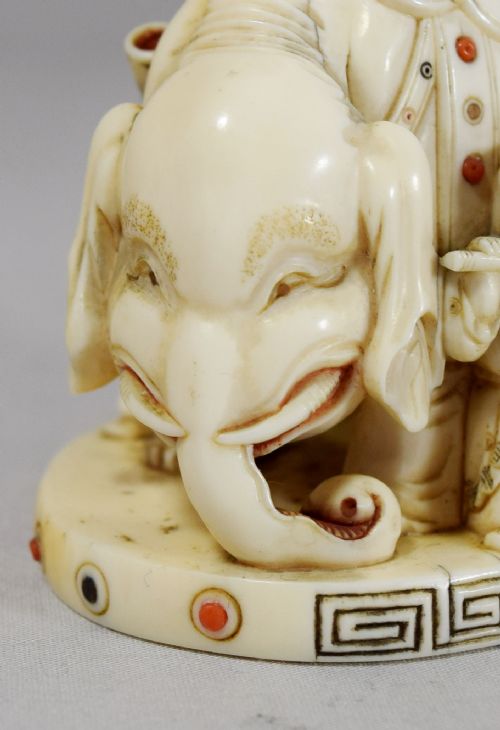 CHARMING JAPANESE IVORY SHIBAYAMA ELEPHANT GROUP - ADDITIONAL PHOTO 8
