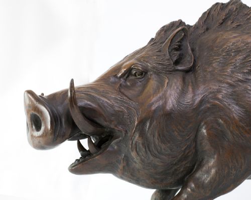 HUGE JAPANESE BRONZE WILD BOAR OKIMONO MARUKI COMPANY - ADDITIONAL PHOTO 2