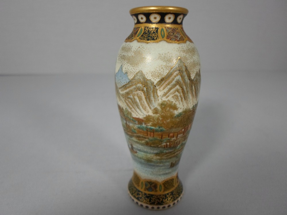 MINIATURE YABU MEIZAN JAPANESE SATSUMA LANDSCAPE VASE View III