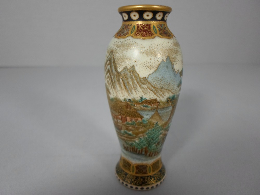 MINIATURE YABU MEIZAN JAPANESE SATSUMA LANDSCAPE VASE View IV