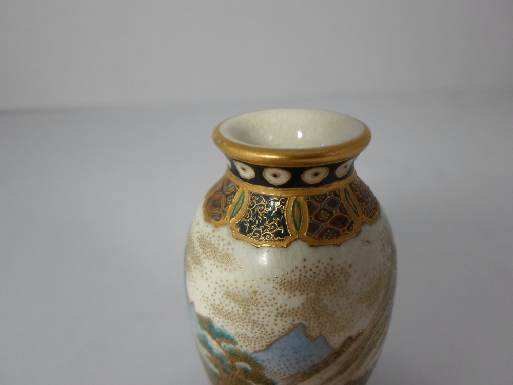 MINIATURE YABU MEIZAN JAPANESE SATSUMA LANDSCAPE VASE View VII