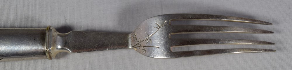 JAPANESE MIXED METAL ONLAID KNIFE AND FORK GIFT SET View V