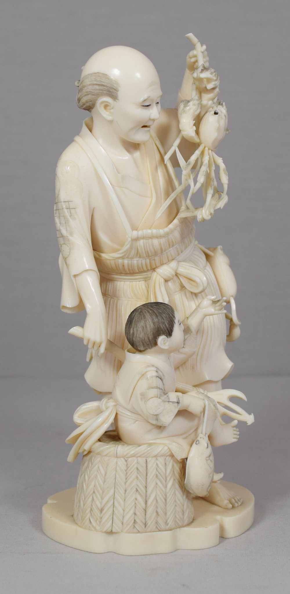 FINE QUALITY JAPANESE IVORY FISHERMAN OKIMONO BY UDAGAWA KAZUO View V