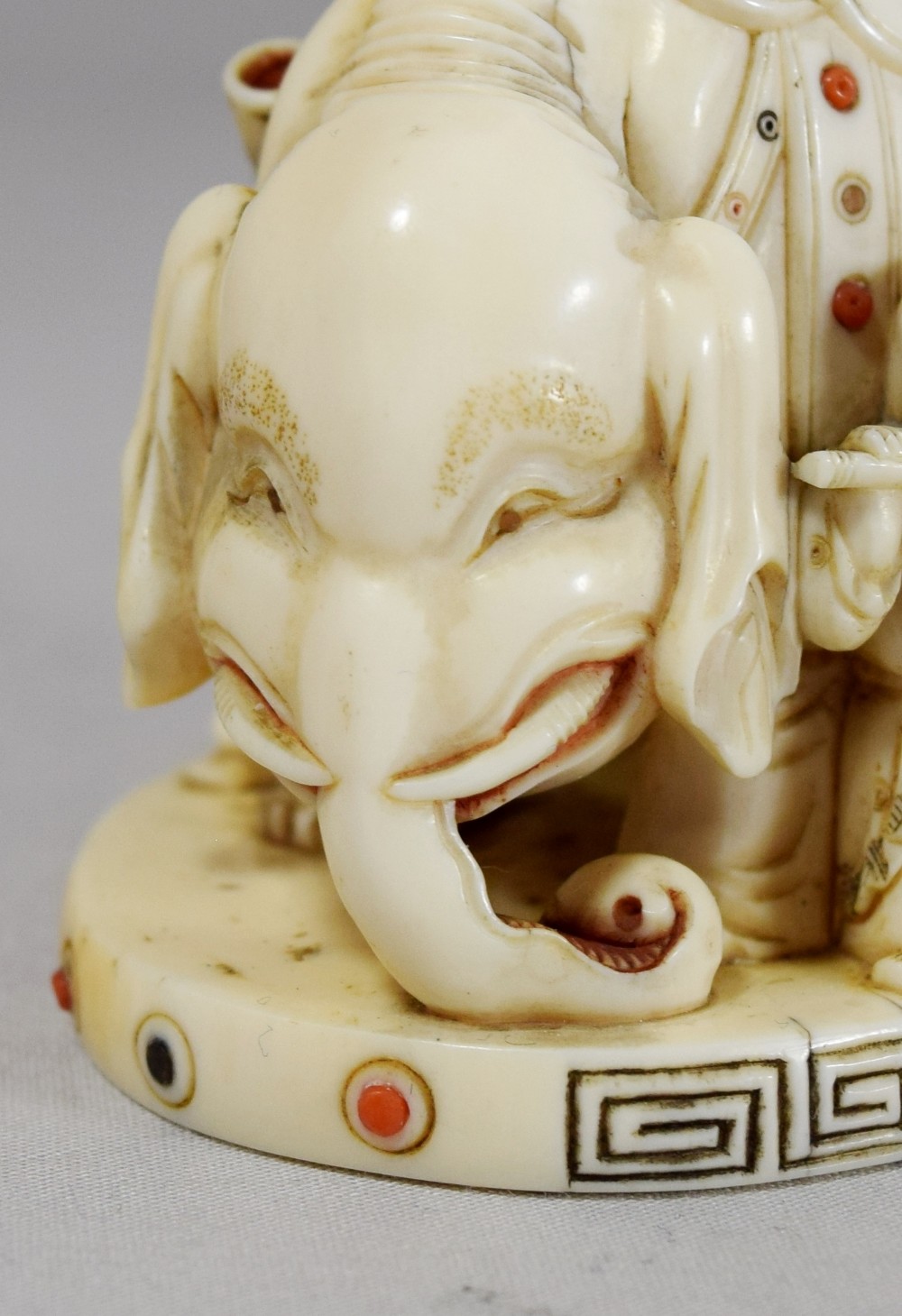 CHARMING JAPANESE IVORY SHIBAYAMA ELEPHANT GROUP View IX