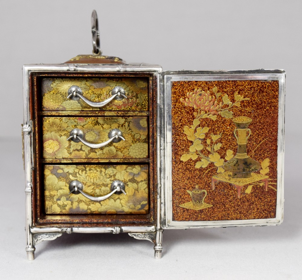A FABULOUS MINIATURE JAPANESE SILVER SHIBAYAMA KODANSU View VIII
