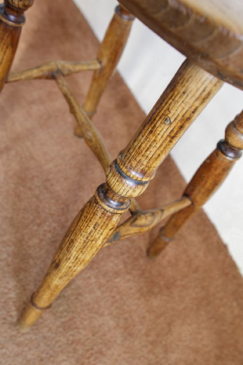 VICTORIAN STOOL WITH A WONDERFULL FIGURED TOP IN ASH - ADDITIONAL PHOTO 5