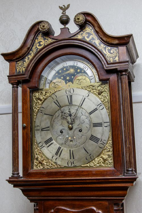 8 DAY BRASS AND SILVER DIAL CLOCK - ADDITIONAL PHOTO 1