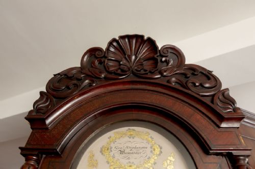 ANTIQUE MAHOGANY LONG CASE CLOCK WITH EIGHT DAY MOVEMENT - ADDITIONAL PHOTO 2