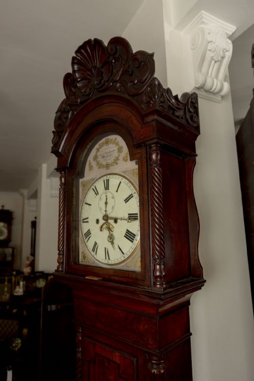 ANTIQUE MAHOGANY LONG CASE CLOCK WITH EIGHT DAY MOVEMENT - ADDITIONAL PHOTO 5