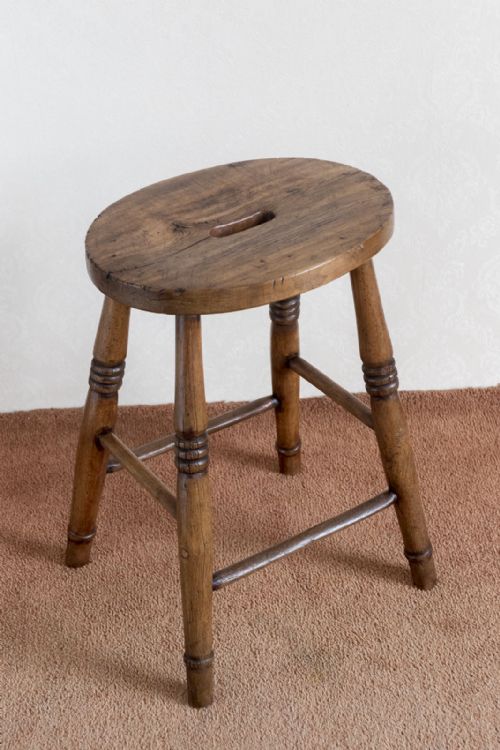 lovely example of a country made stool in ash - CATEGORY: ANTIQUE STOOLS - DATED 19TH CENTURY