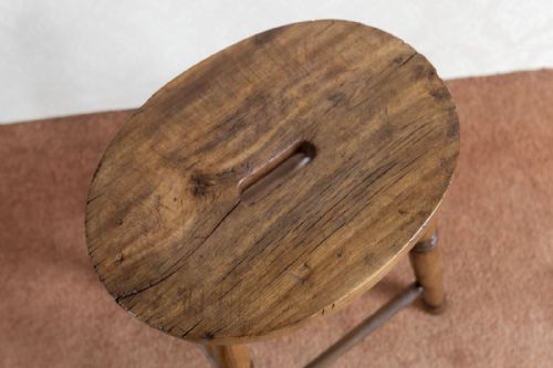 LOVELY EXAMPLE OF A COUNTRY MADE STOOL IN ASH - ADDITIONAL PHOTO 2