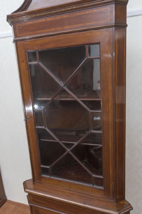 LATE VICTORIAN MAHOGANY INLAID CORNER CUPBOARD - ADDITIONAL PHOTO 3