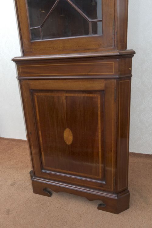 LATE VICTORIAN MAHOGANY INLAID CORNER CUPBOARD - ADDITIONAL PHOTO 5