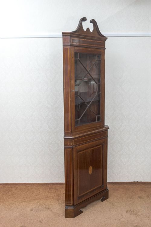 LATE VICTORIAN MAHOGANY INLAID CORNER CUPBOARD - ADDITIONAL PHOTO 6