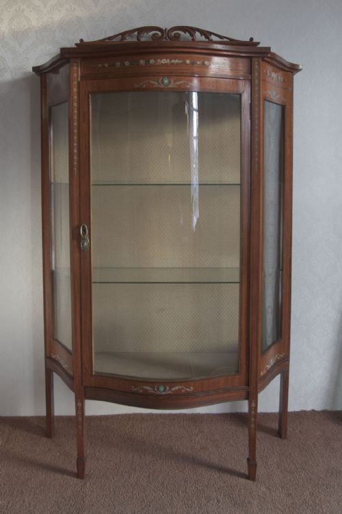 very pretty victorian shaped china cabinet - CATEGORY: ANTIQUE CABINETS - DATED 19TH CENTURY