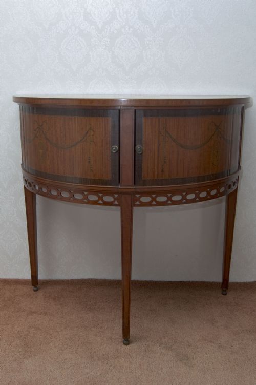 tambour fronted cupboard in painted satinwood - CATEGORY: ANTIQUE CUPBOARDS - DATED 19TH CENTURY