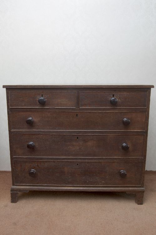 good georgian oak chest of drawers - CATEGORY: ANTIQUE CHEST OF DRAWERS - DATED 19TH CENTURY
