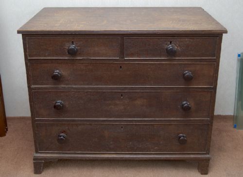 GOOD GEORGIAN OAK CHEST OF DRAWERS - ADDITIONAL PHOTO 2
