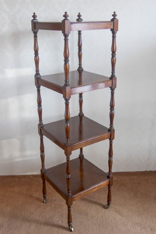GEORGE III FOUR TIER WOT NOT WITH ELEGANT SLIM TURNINGS - ADDITIONAL PHOTO 5