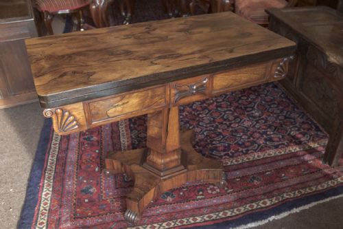 EARLY 19TH CENTURY ROSEWOOD FOLD OVER CARD TABLE - ADDITIONAL PHOTO 5