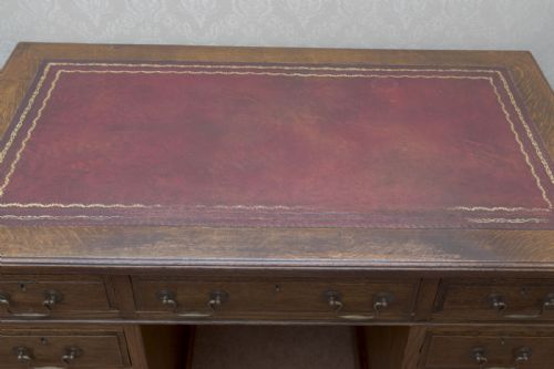 VICTORIAN OAK TWIN PEDESTAL KNEEHOLE DESK - ADDITIONAL PHOTO 1