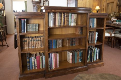 19th century laburnum wood breakfront bookcase - CATEGORY: ANTIQUE BOOKCASES - DATED 19TH CENTURY